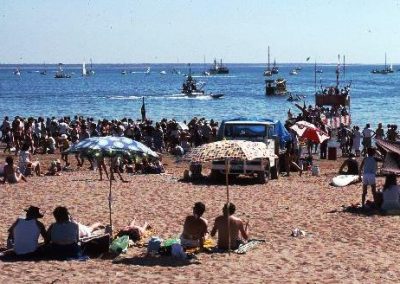 On the beach at Mindil watching the beer can regatta.1985